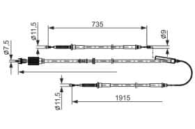 Трос ручного тормоза Bosch 1987482801