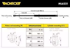 Газовый упор капота Monroe ML6221