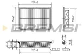 Повітряний фільтр Bremsi fa1022