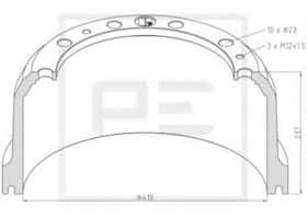 Гальмівний барабан PE Automotive 016.502-00A