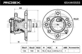 Ступица колеса RIDEX 654w0555