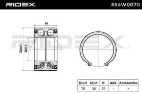 Подшипник ступицы колеса RIDEX 654w0070