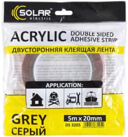 Двухсторонний скотч Solar DS3205 на акриловой основе 20 мм x 5 м
