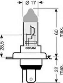 Автолампа Osram Ultra Life H4 P43t 55 W 60 W прозрачная 64193ULT
