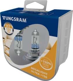 Автолампа Tungsram Megalight Ultra +150 H7 PX26d 55 W прозрачно-голубая 58520NXNU2PL