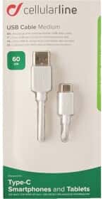 Кабель CellularLine Medium USBDATA06USBCW USB - USB type-C 0,6 м