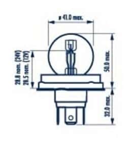 Автолампа Narva Standard R2 P45t 40 W 45 W прозрачная 49211