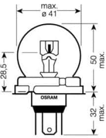 Автолампа Osram Original R2 P45t-41 40 W 45 W прозрачная 7951