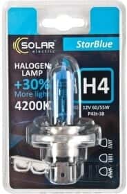 Автолампа Solar StarBlue H4 P43t-38 55 W 60 W темно-голубая 1244B1
