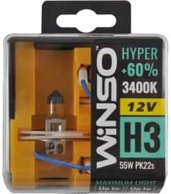 Автолампа Winso Hyper +60% H3 PK22s 55 W прозора 712330