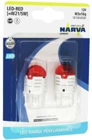 Автолампа Narva W21/5W W3x16q красная 181064000