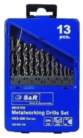 Набор сверл S&R спиральных по металлу Meister 108809130 1.5-6.5 мм 13 шт.