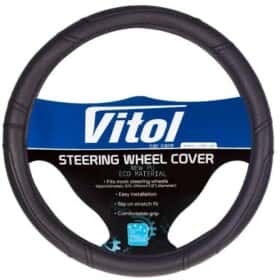 Чехол на руль Vitol 16280B искусственная кожа цвет черный с черной нитью