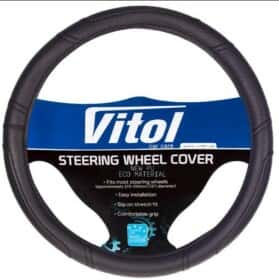 Чехол на руль Vitol 16280B искусственная кожа цвет черный с черной нитью
