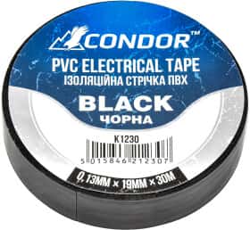 Изолента Condor k1230 черная ПВХ 19 мм x 30 м