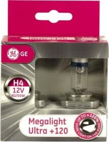 Автолампа General Electric Megalight Ultra +120 H4 P43t 55 W 60 W прозоро-блакитна 50440snu
