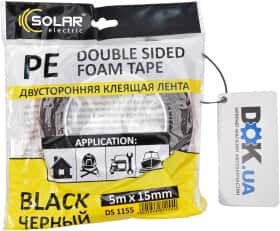 Двухсторонний скотч Solar DS1155 на полиэтиленовой основе 15 мм x 5 м
