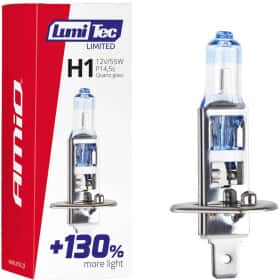 Автолампа Amio LumiTec Limited +130% H1 P14,5s 55 W прозрачно-голубая 02130