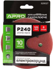 Круг шлифовальный Apro 828027 P240 по металлу и дереву