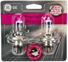 Автолампа General Electric Megalight Ultra +120 H4 P43t 55 W 60 W прозоро-блакитна 50440snu2b