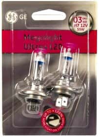 Автолампа General Electric Megalight Ultra +120 H7 PX26d 55 W прозоро-блакитна 58520snu2b