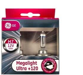 Автолампа General Electric Megalight Ultra +120 H7 PX26d 55 W прозоро-блакитна 58520snu2d