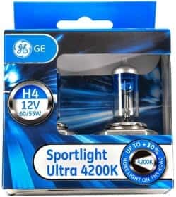 Автолампа General Electric Sportlight Ultra H4 P43t 55 W 60 W прозрачно-голубая 50440sbu2d