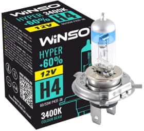 Автолампа Winso Hyper +60% H4 P43t-38 55 W 60 W прозоро-блакитна 712420
