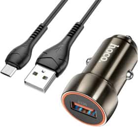 USB зарядка в авто Hoco Z46 Blue shield 6931474770295