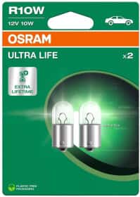 Автолампа Osram Ultra Life R10W BA15s 10 W прозрачная 5008ULT-2BL