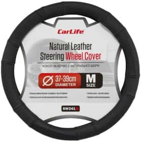 Чехол на руль Carlife SW241 кожа цвет черный