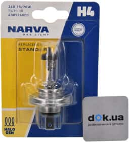 Автолампа Narva H4 P43t-38 70 W 75 W прозрачная 48892B1