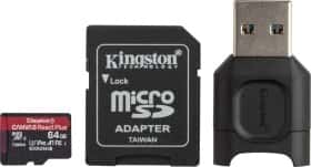 Карта памяти Kingston Canvas React Plus Kit microSDXC 64 ГБ с SD-адаптером