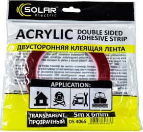 Двосторонній скотч Solar DS4065 на акриловій основі 6 мм x 5 м