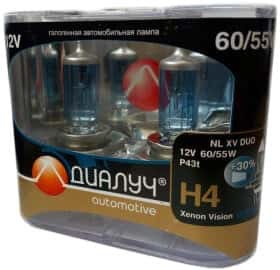 Автолампа Диалуч H4 P43t 55 W 60 W светло-голубая 4001400 Автолампа Диалуч H4 P43t 55 W 60 W светло-голубая 4001400