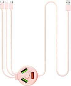 Кабель 3 в 1 XoKo USB - Apple Lightning - type-C - Micro USB SC-3000PNK 1,2 м