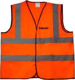 Жилет светоотражающий Sigma оранжевый с вертикальными полосами