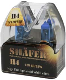 Автолампа Shafer High Blue top Crystal White +50% H4 P43t 55 W 60 W синяя SL3004C
