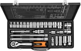 Набор торцевых головок и комплектующих Neo Tools 08-677 1/2", 3/8" (28 пр.)