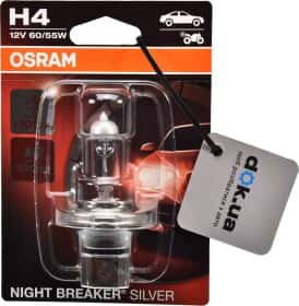 Автолампа Osram Night Breaker Silver H4 P43t 55 W 60 W прозрачная 64193nbs01b