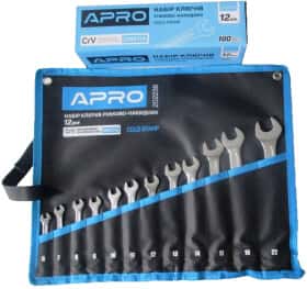 Набор ключей рожково-накидных Apro 202238 6-22 мм 12 шт Набор ключей рожково-накидных Apro 202238 6-22 мм 12 шт