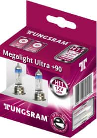 Автолампа Tungsram Megalight Ultra +90 H11 PGJ19-2 55 W прозоро-блакитна 53110SXU