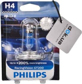 Автолампа Philips RacingVision GT200 H4 P43t-38 55 W 60 W прозоро-блакитна 12342RGTB1