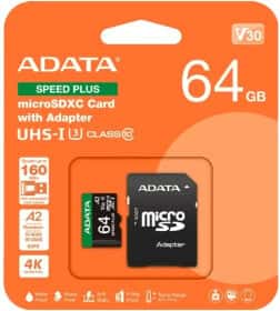 Карта памяти Adata Speed Plus SDXC 64 ГБ с SD-адаптером