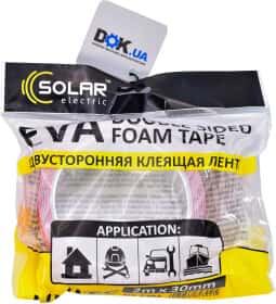 Двухсторонний скотч Solar DS2302 EVA (этиленвинилацетат) 30 мм x 2 м