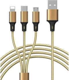 Кабель 3 в 1 Proda USB - Apple Lightning - type-C - Micro USB Azeada Cavalry PD-B92TH-GD 1,3 м