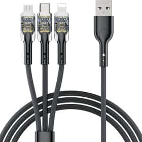 Кабель 3 в 1 Proda USB - Apple Lightning - type-C - Micro USB Azeada Seeman PD-B94TH-BK 1,2 м