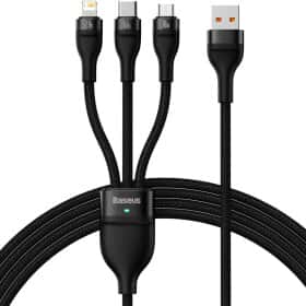 Кабель 3 в 1 Baseus USB - Apple Lightning - type-C - Micro USB Flash Series II CASS040001 1,2 м