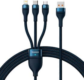 Кабель 3 в 1 Baseus USB - Apple Lightning - type-C - Micro USB Flash Series II CASS040003 1,2 м