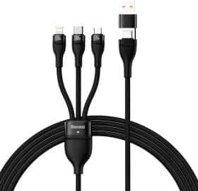 Кабель 3 в 1 Baseus USB - Apple Lightning - type-C - Micro USB Flash Series II CASS030101 1,2 м
